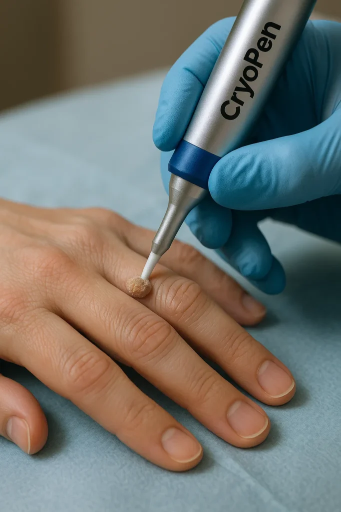 example of cryopen wart removal West Hampstead treatment on a persons finger