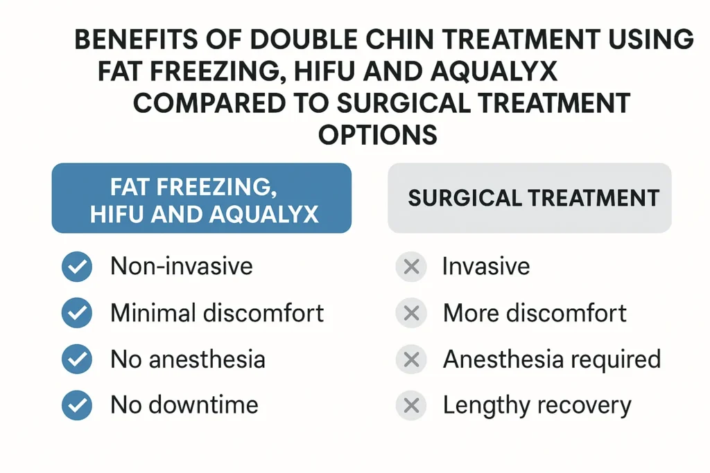 Graphic about the benefits of double chin treatment West Hampstead - from LA LIPO