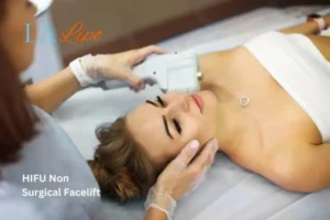 Woman having Hi-Fu to reduce wrinkles West Hampstead.