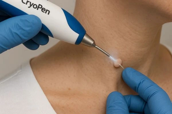 Person receiving Cryotherapy skin tag removal West Hampstead