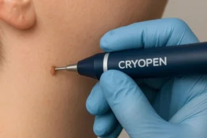 Person receiving skin tag removal West Hampstead